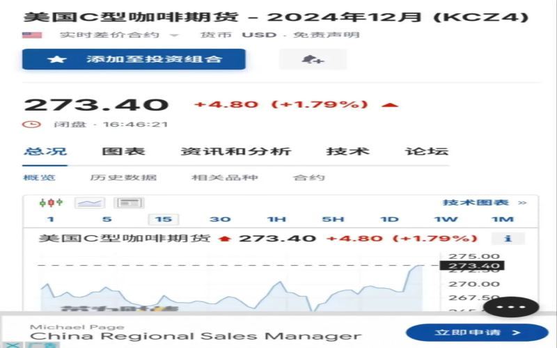 阿拉比卡期货突破273美分创十年峰值，巴西极端气候持续推高咖啡价格