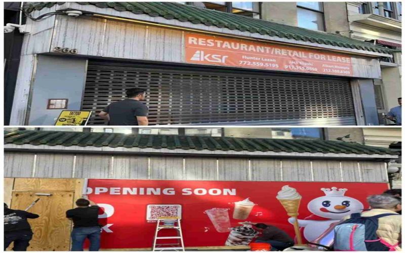 蜜雪冰城美国连签三店：纽约唐人街、百老汇与洛杉矶好莱坞齐围挡