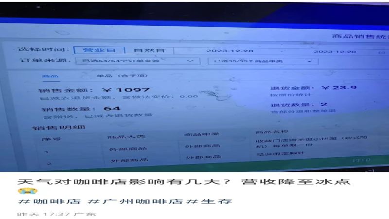 寒潮侵袭下独立咖啡店的经营困境：热饮需求为何未能转化为到店客流