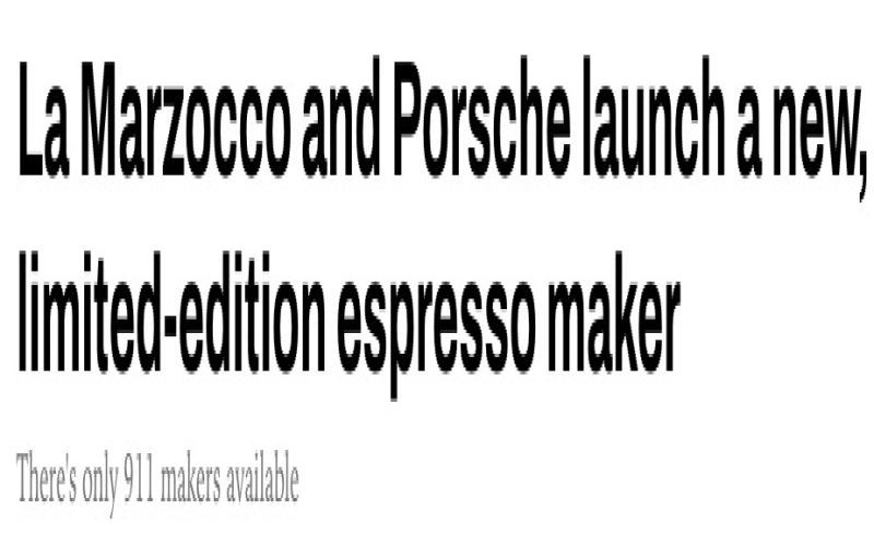 保时捷携手La Marzocco推出限量款咖啡机，售价高达近7000美元