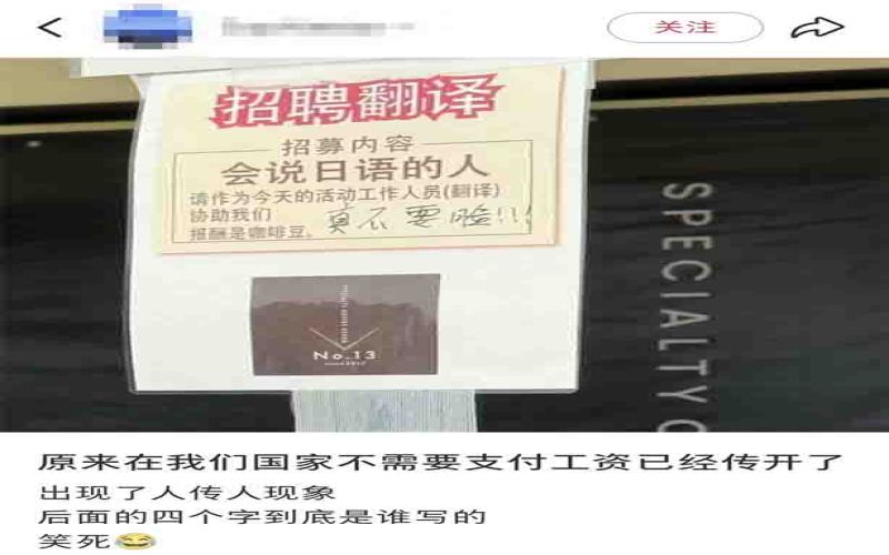 咖啡节招募日语翻译竟以咖啡豆抵酬劳，网友调侃与热议齐飞