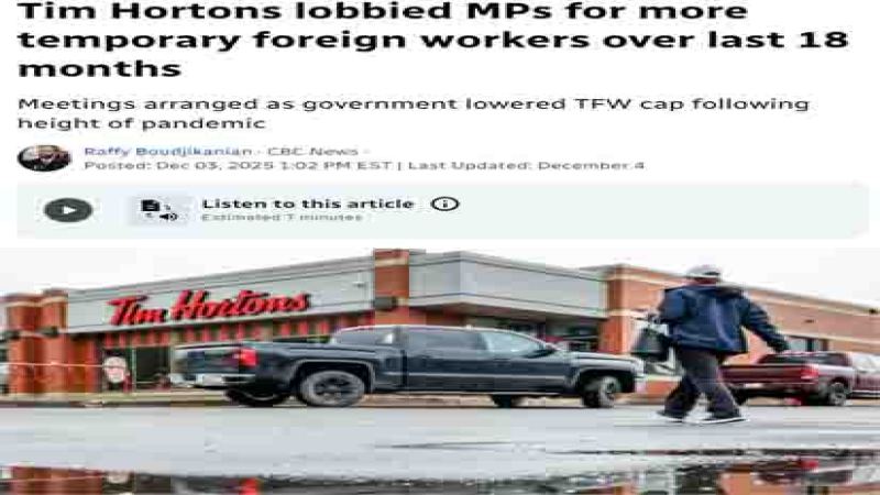 Tim Hortons持续游说加拿大政府，力推放宽外籍劳工比例限制